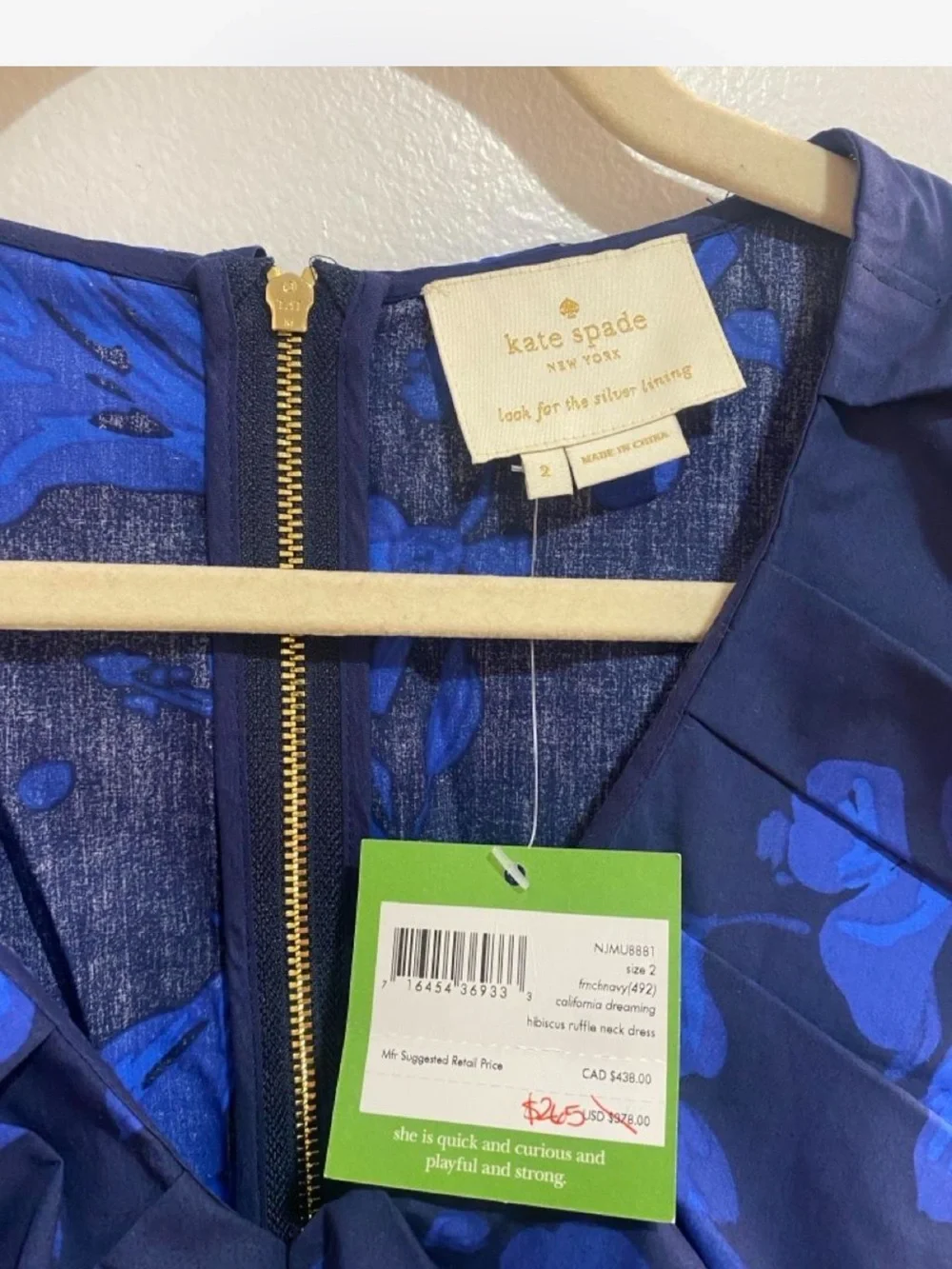 NWT Kate Spade New York Blue Floral Ruffle Dress